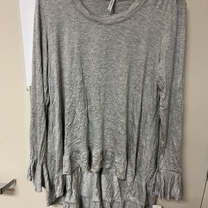 Passport Gray Ruffled Long Sleeve Tunic